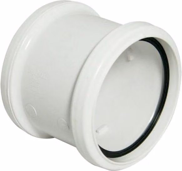 FloPlast Xtraflo 110mm Double Socket Downpipe Coupling in White