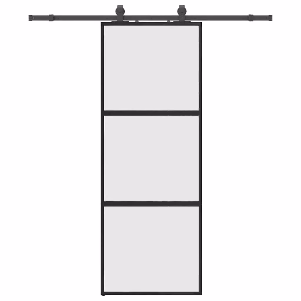 Berkfield Home Modern Black Sliding Glass Door with Hardware Set, W: 76 cm, H: 205 cm – 2