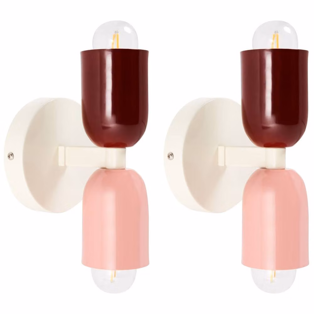 Wyld and Coco Set of 2 Multicolour Up-Down Metal Wall Lamps in Gold and Brass – 2