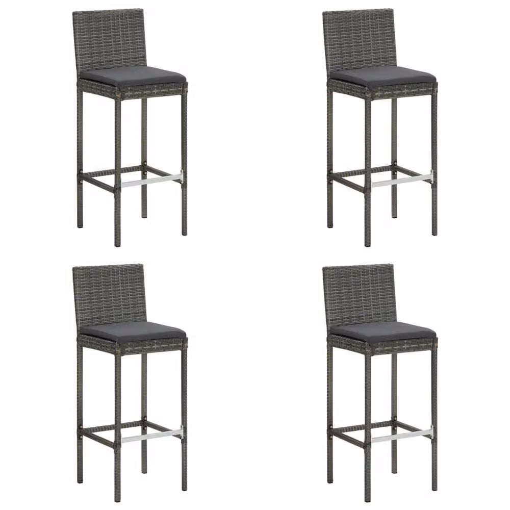 Berkfield Home 5 Piece Grey Poly Rattan Garden Bar Set with Cushions – 2