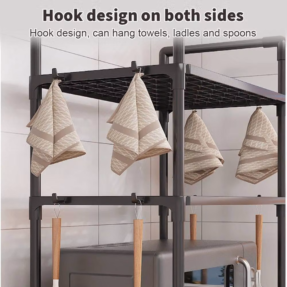 KORVIXA 3 Tier Microwave Oven Rack Stand in Black, W/D/H: 100 x 100 x 71 cm – 3