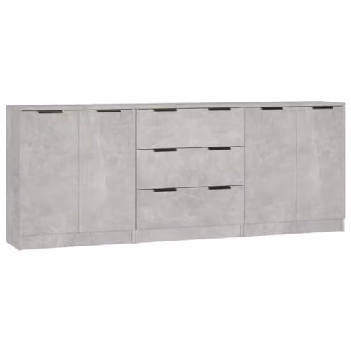 vidaXL 3 Piece Sideboard Set in Concrete Grey Engineered Wood