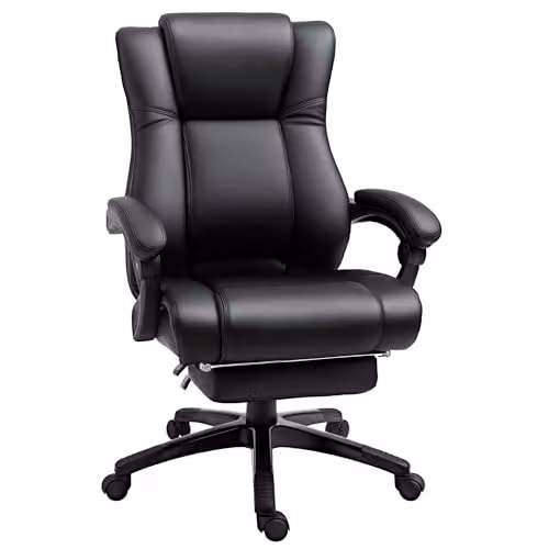 Vinsetto Executive Home Office Swivel Chair with Footrest and Headrest in Black PU Leather – 8