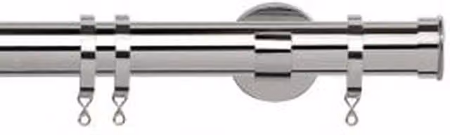 NewEdgeBlinds 35mm Metal Straight Curtain Pole Set with End Cap Finials in Silver, Length: 400 cm
