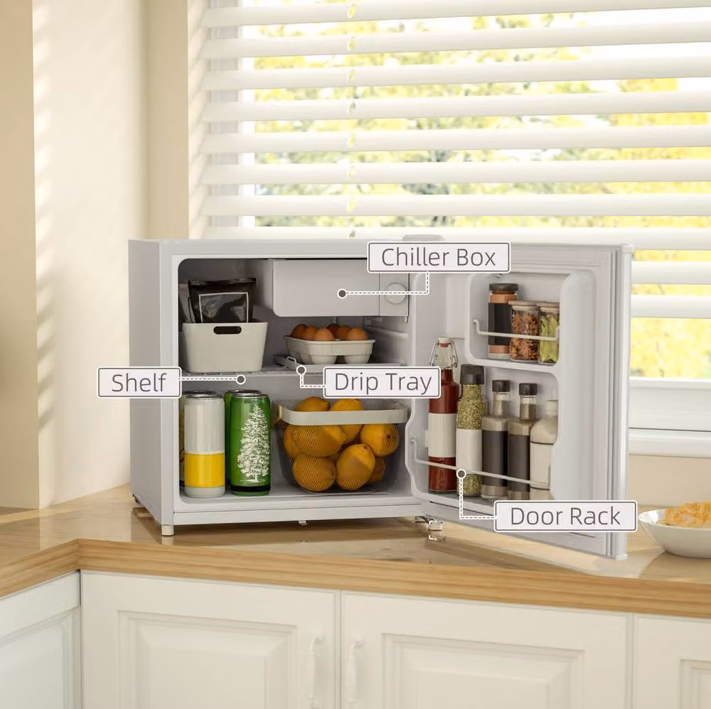 STILVORA 46L Countertop Fridge with Lockable Reversible Door in White – 2
