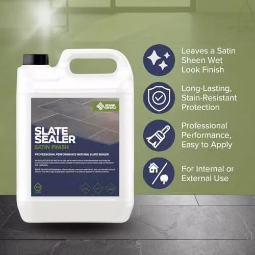 StoneCare4u Essential Satin Finish Slate Sealer, 5 l, Transparent Colour Enhancing Sealer for Natural Slate, Limestone and Sandstone – 2