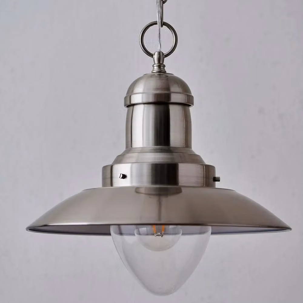 Loops Industrial Hanging Ceiling Pendant Light in Silver and Transparent Glass – 2