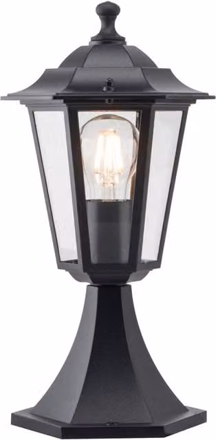 First Choice Lighting Modern Black IP44 Lantern Design Outdoor Pedestal Garden Post Light
