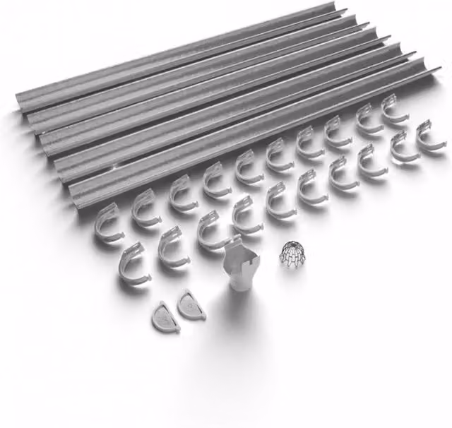 Galeco Galvanised Steel Half Round Gutter Kit, Silver, Diameter: 135 mm