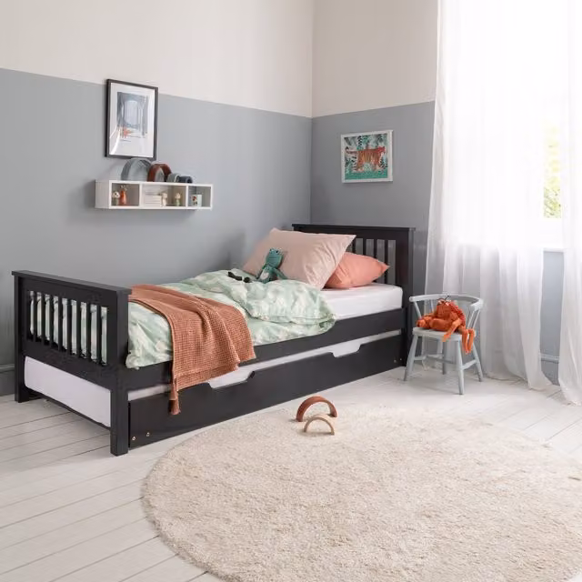 Noa and Nani Hampshire Single Bed with Trundle in Anthracite Grey