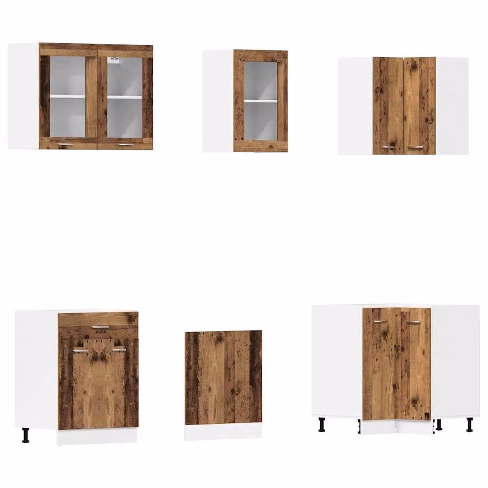 Berkfield Home Lyon 11 Piece Kitchen Cabinet Set in Brown Old Wood Engineered Wood – 2
