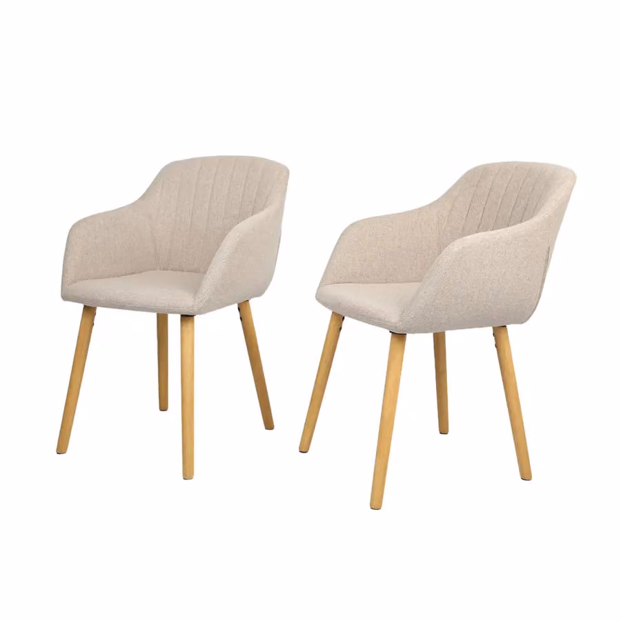 Home Garden Direct Luciano Dining Chairs in Beige Textured Linen, Set of 2 – 2