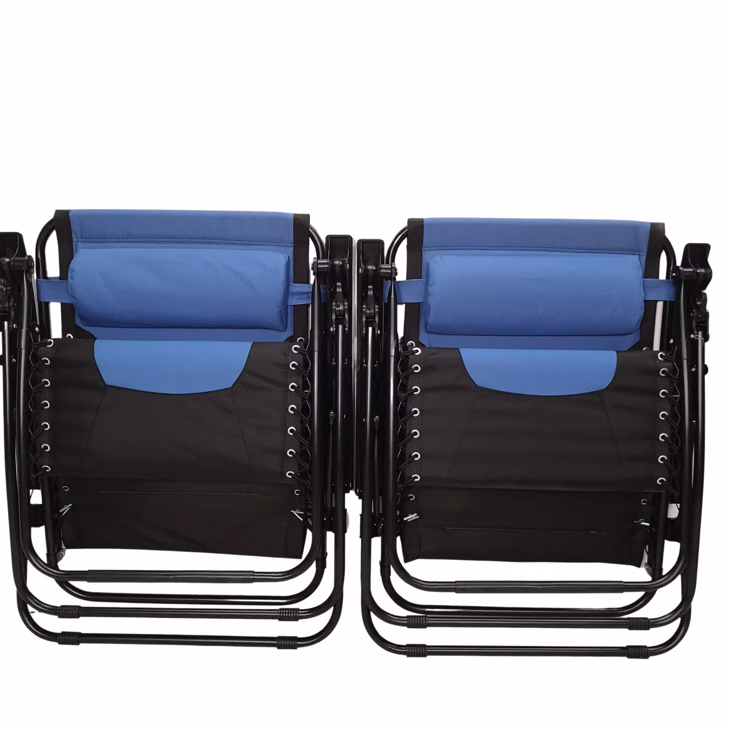 Samuel Alexander Set of 2 Luxury Padded Multi Position Zero Gravity Garden Relaxer Lounger Chairs in Blue and Black – 6