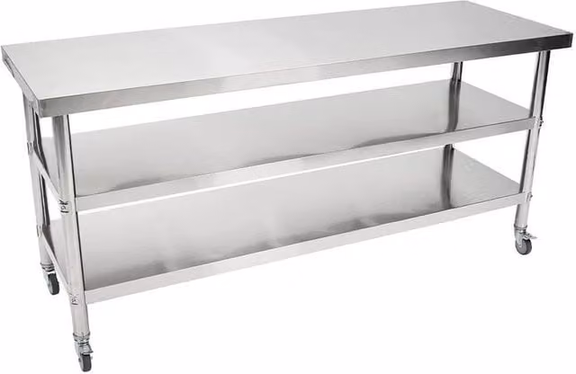 FORGEVIO 3-Tier Stainless Steel Work Table Bench in Silver, W/D/H: 60 x 80 x 90 cm – 1