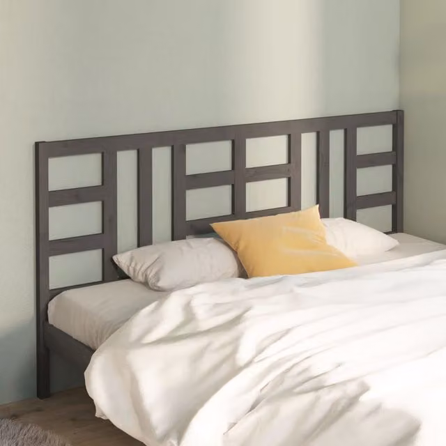 Berkfield Home Grey Solid Wood Pine Bed Headboard, W: 206 cm, D: 4 cm, H: 100 cm