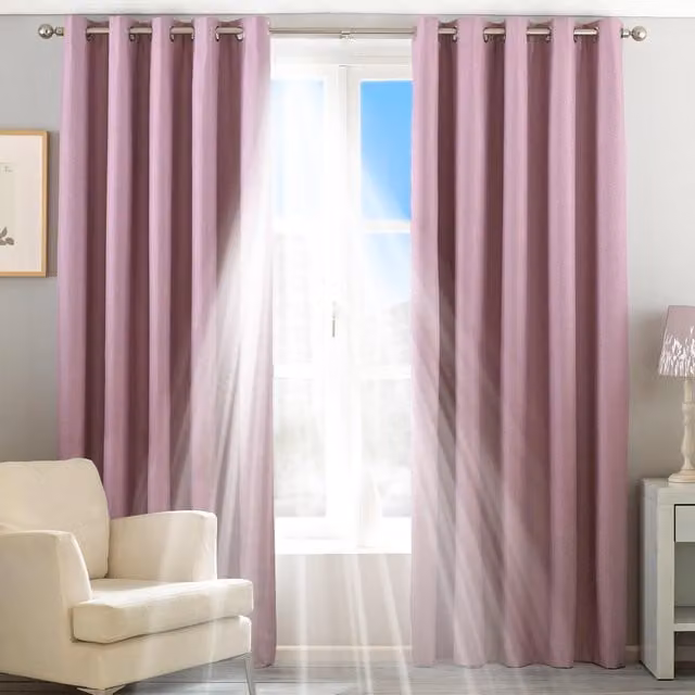 Essentials Twilight Thermal Blackout Eyelet Curtains in Mauve, Width: 229 cm, Drop: 229 cm