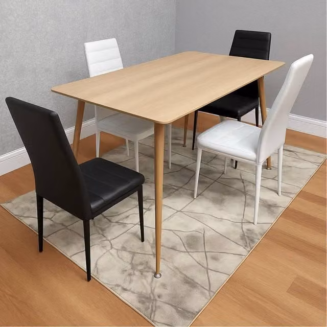 KOSY KOALA Modern Rectangular Dining Table Set with 4 Chairs in Brown, Black and White
