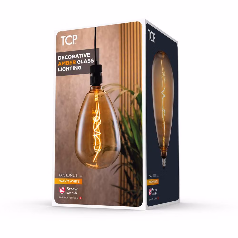 TCP Amber Twist LED Decorative Candle Bulb, Warm White, E27 – 3