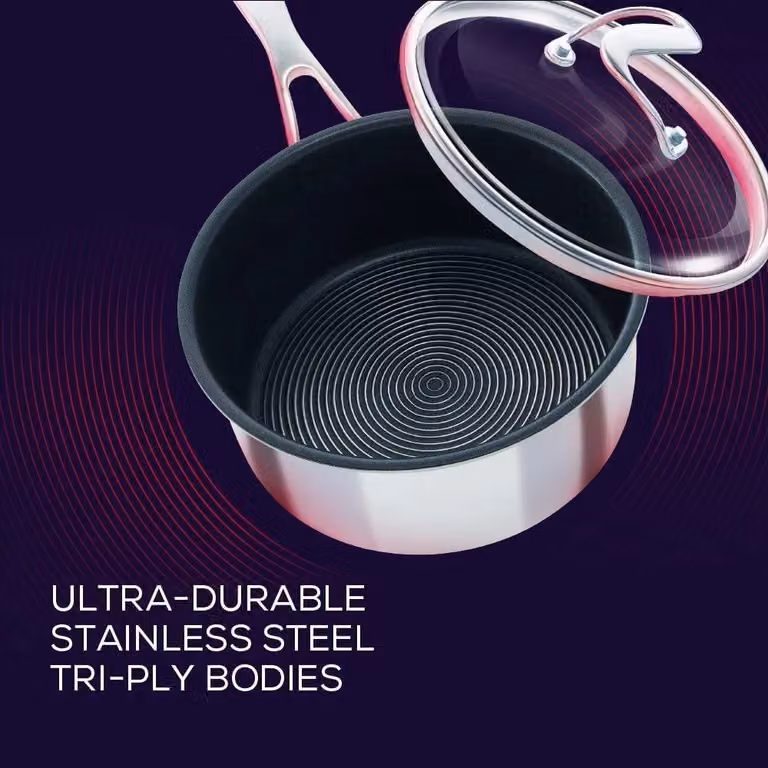 Circulon SteelShield C-Series Non Stick Stainless Steel Saucepan Set, 3 Pack, Silver