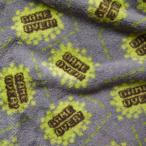 Just Essentials Reversible Game Over Print Fleece Blanket in Bright Green, Small – 5
