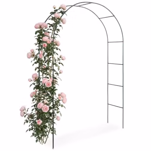 tectake Metal Garden Arch and Climbing Plant Support in Green, W/D/H: 140 x 40 x 240 cm – 1