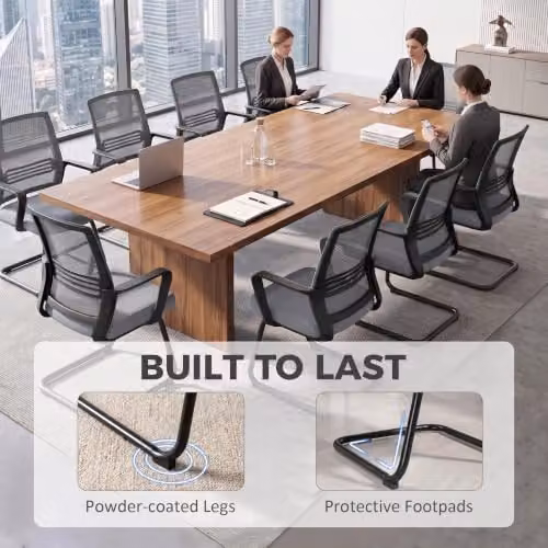 HOMCOM Grey Fabric Office Chair with Armrests and Cantilever Base – 5
