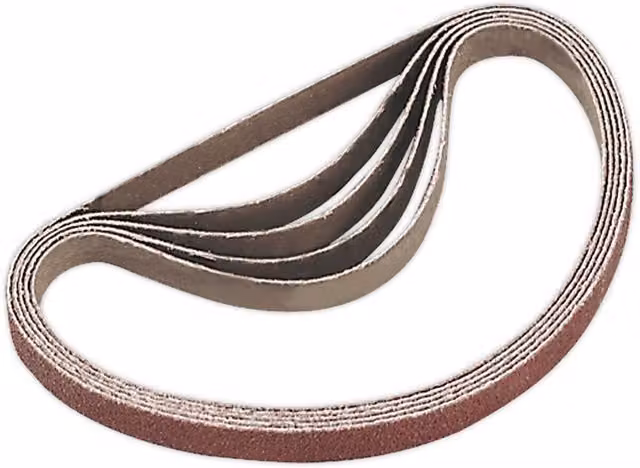 Loops 5 Pack Sanding Belts, 40 Grit Aluminium Oxide Slim Detail Loops, 10mm x 330mm, Multicolour/Brown