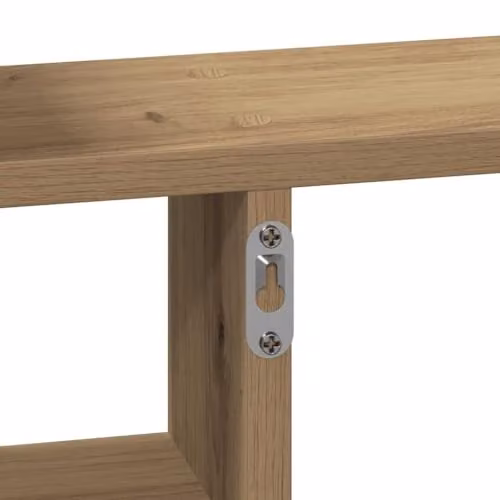 vidaXL Set of 2 Modern Wall Mounted Shelves in Artisan Oak Brown, W/D/H: 38 x 12 x 38 cm – 3