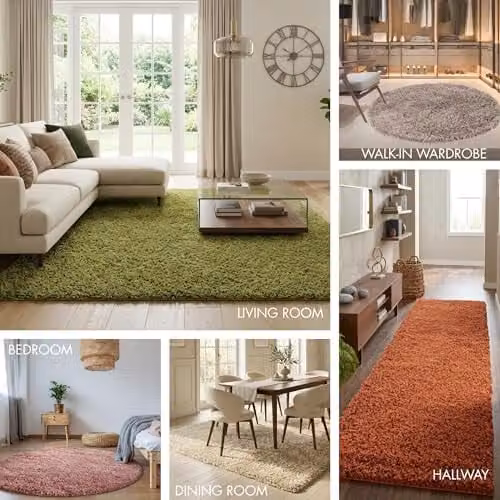 Serdim Rugs Ivory Plain Modern Shaggy Living Room Area Rug, W: 160 cm, L: 230 cm – 3