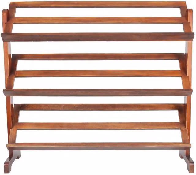 KORVIXA 4 Tier Wooden Shoe Rack in Natural Sand, W/D/H: 100 x 100 x 100 cm