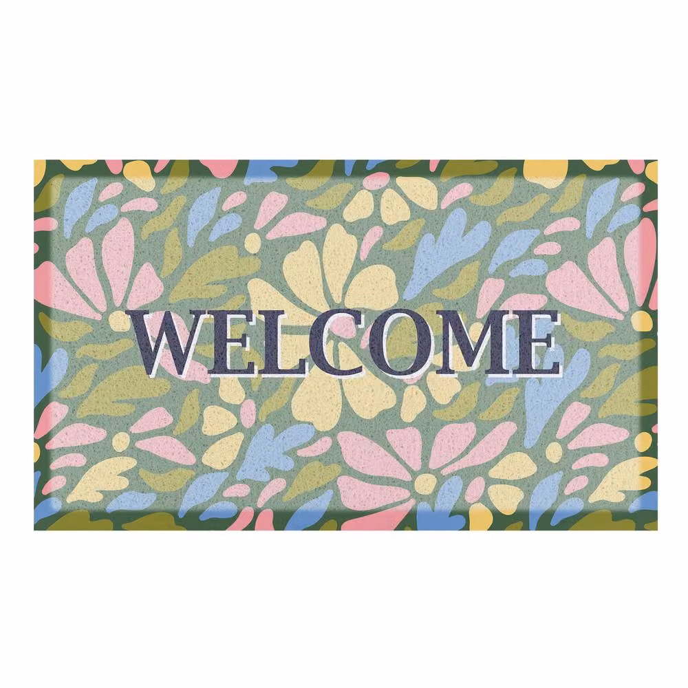 Artsy Mats Welcome Pastel Flowers Doormat, Multicolour, W: 90 cm, D: 60 cm – 3
