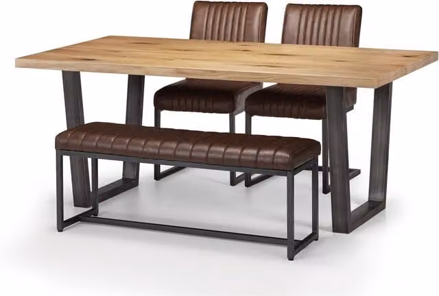 Julian Bowen Brooklyn Oak Rectangular Dining Set with Table, Bench and Chairs in Brown