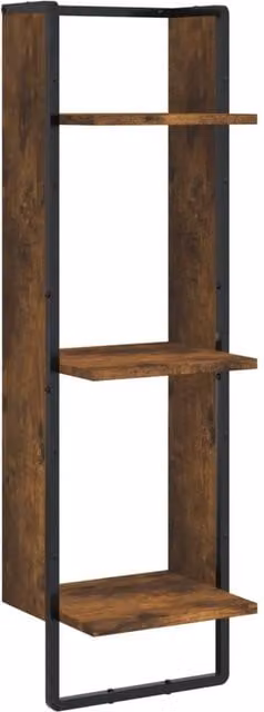Berkfield Home 3-Tier Wall Mounted Shelf in Smoked Oak Brown, W/D/H: 30 x 25 x 100 cm
