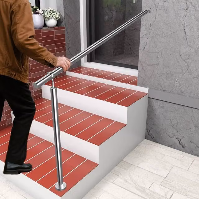PAWNORA Stainless Steel Stair Railing in Silver, W: 120 cm, H: 106 cm