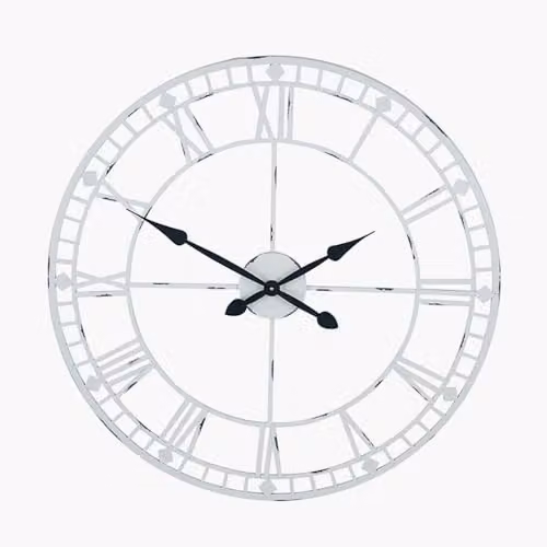 Pacific Lifestyle Large Vintage Metal Wall Clock in Grey and Black
