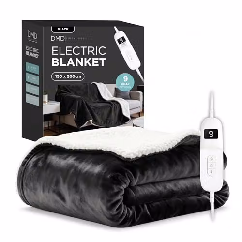 DMD Collective Black Fleece and Sherpa Electric Heated Blanket Throw, W/D/H: 150 x 200 cm – 7