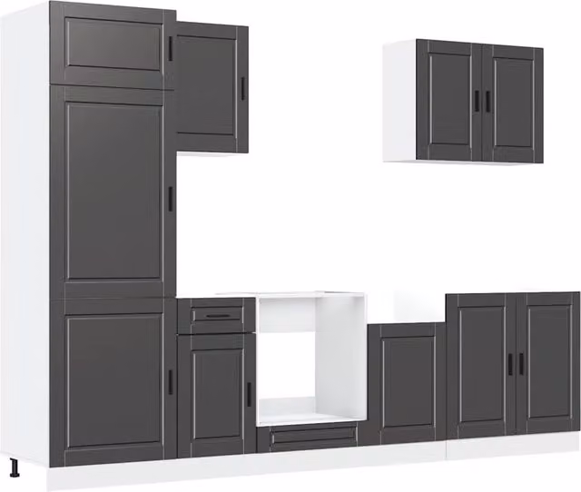 Berkfield Home Kalmar 7 Piece Modern Kitchen Cabinet Set in Black Matt MDF