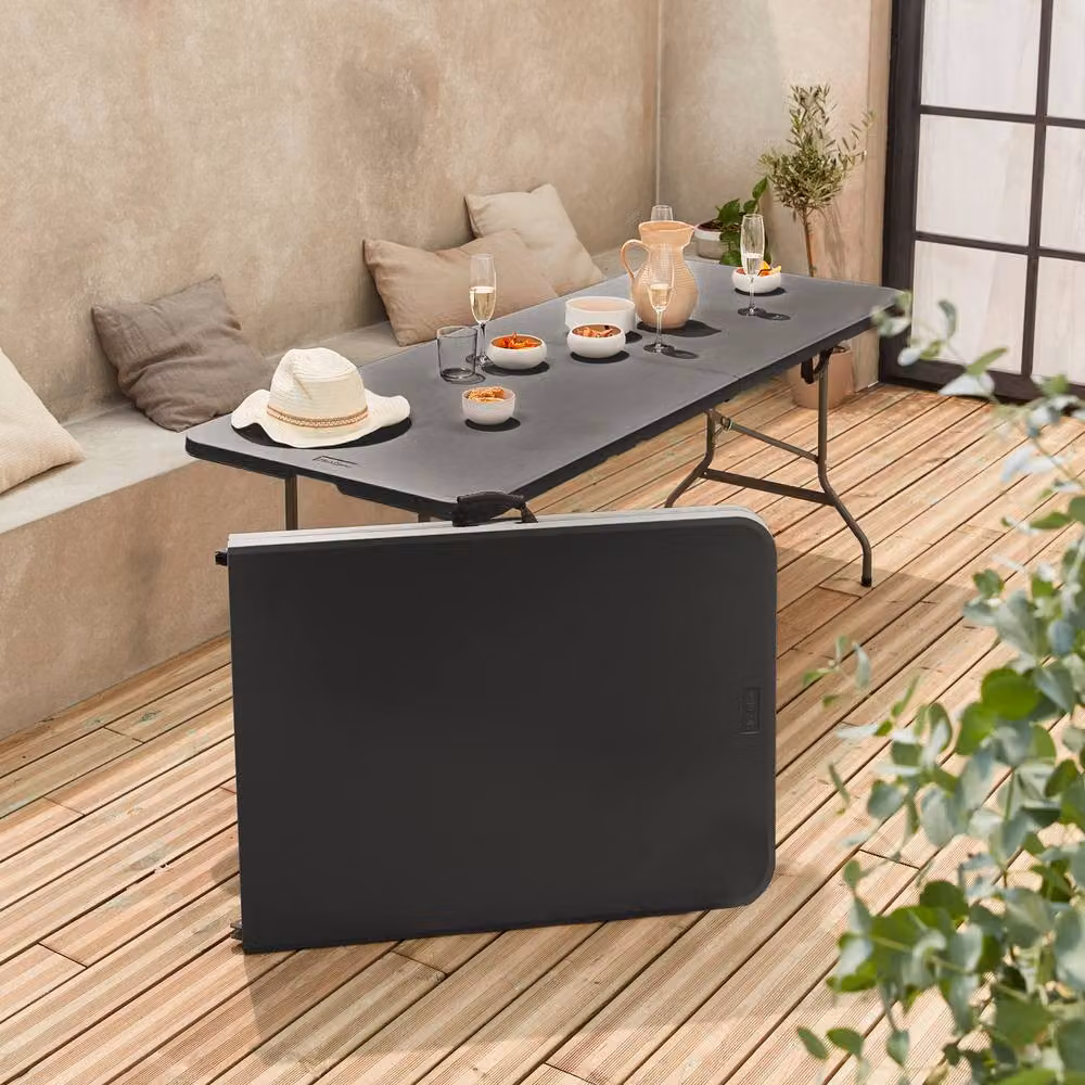 sweeek Pair of Foldable Plastic and Metal Reception Tables in Dark Grey – 3