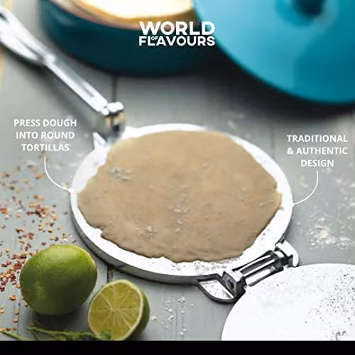 KitchenCraft Mexican Tortilla Press in Silver Metal – 3