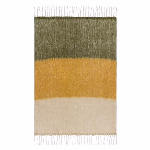 Yard Rawton Ombre Herringbone Woven Throw in Green and Beige, W: 130 cm, D: 180 cm – 1
