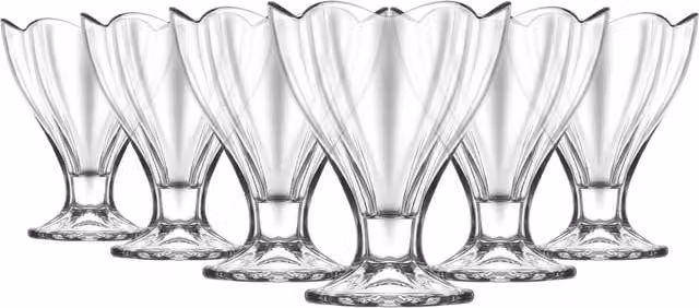 LAV Lily Glass Ice Cream Bowls, Clear, Pack of 6, 250ml – 1