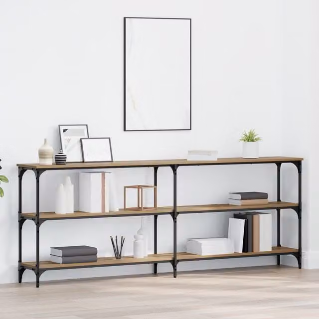 Berkfield Home Artisan Oak Console Table in Brown, W/D/H: 200 x 29 x 75 cm