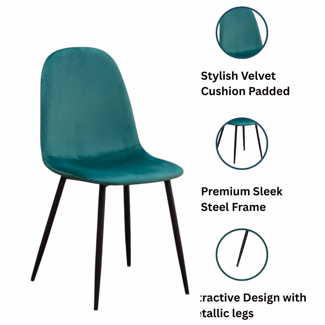 Minster Green and Black Velvet Dining Chair W: 44 cm, D: 52 cm, H: 86 cm – 4