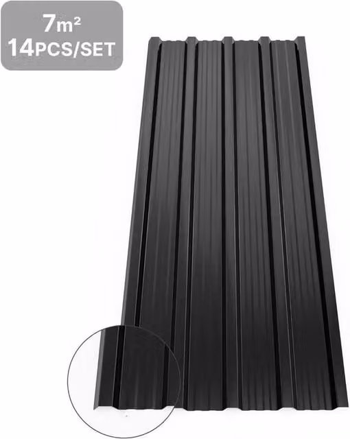 EONLION 14-Piece Black Corrugated Metal Roofing Sheets