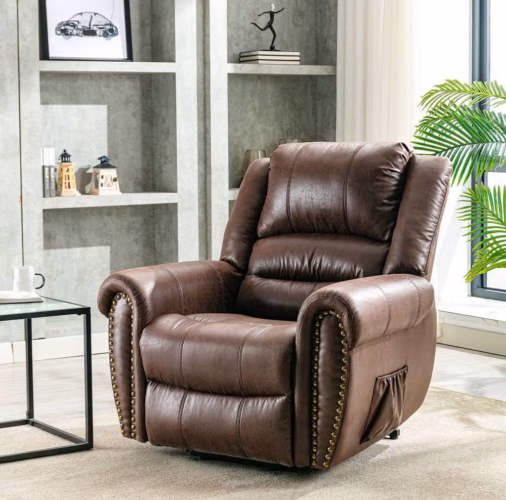 STILVORA Power Lift Recliner Chair with Massage, Heat and USB in Brown – 9