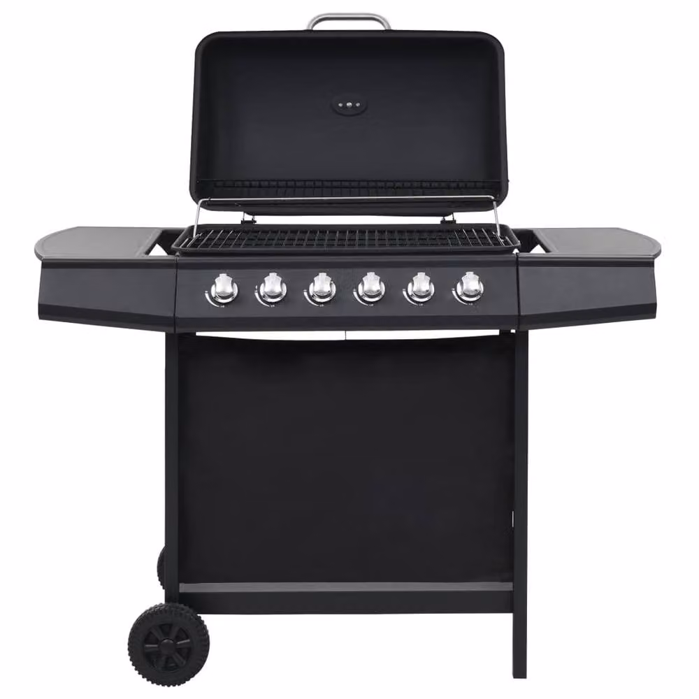 Berkfield Home Gas BBQ Grill with 6 Cooking Zones in Black Steel – 1