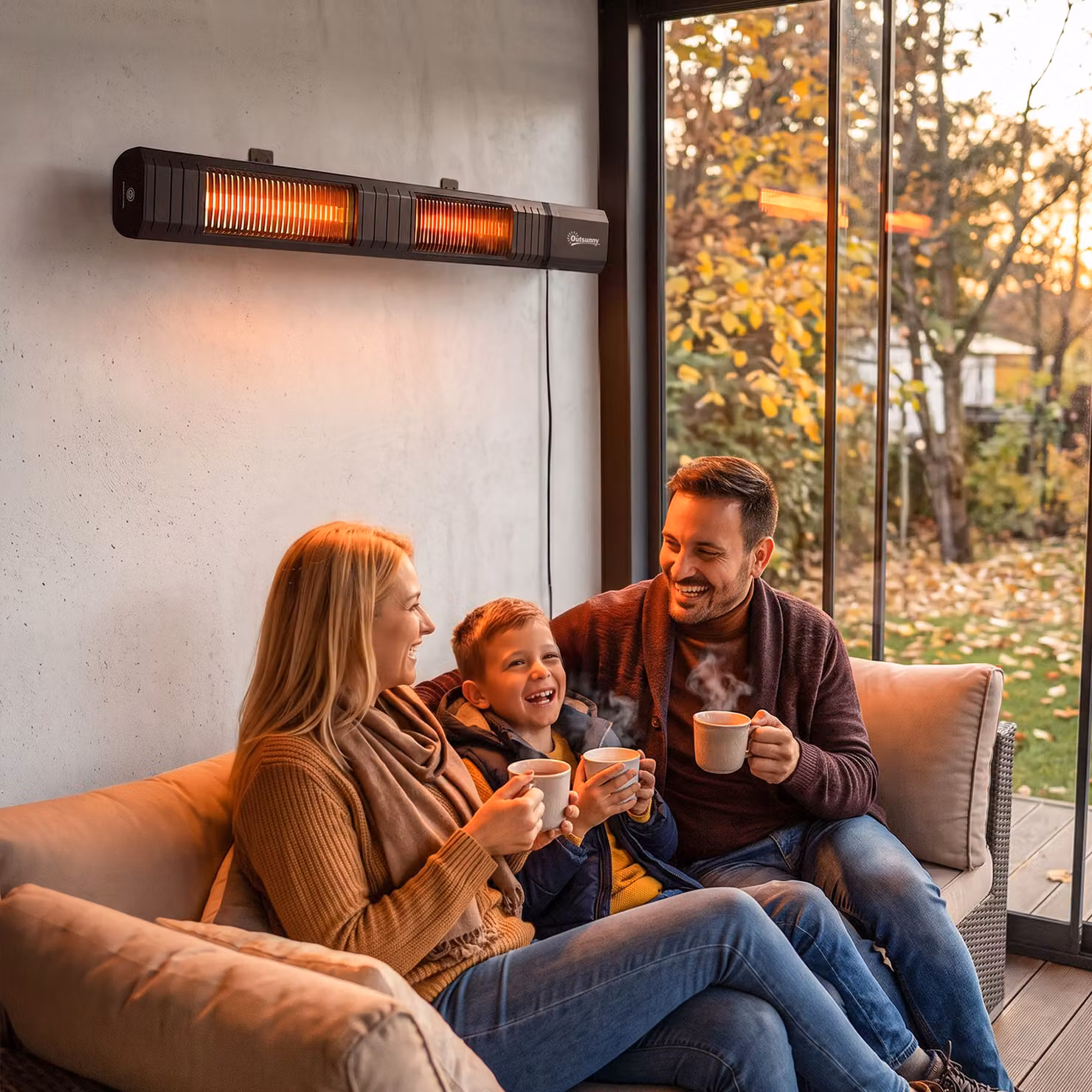 Outsunny 3000 W Electric Infrared Wall Mounted Patio Heater in Black – 8