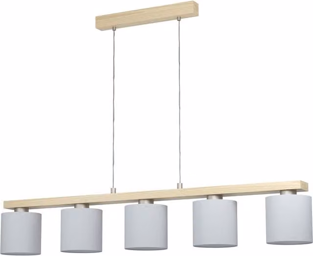 Loops Pendant Light with White Fabric Shade and Silver Metal Accents