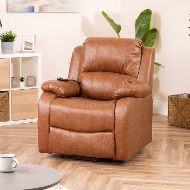 Artemis Home Northfield Dual Motor Massage Heat Riser Recliner Chair in Brown and Grey