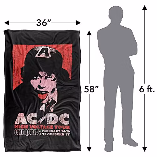 LOGOVISION AC/DC High Voltage Live 1975 Super Soft Silky Touch Fleece Throw Blanket, Multicolour, W/D/H: 91 x 147 cm – 4